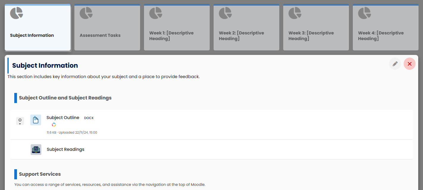Moodle - Tiles Format - Open Section
